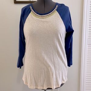 J.CREW jersey style shirt with beading